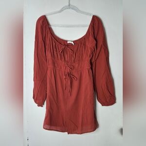 Lush Terracotta Long Sleeve Dress